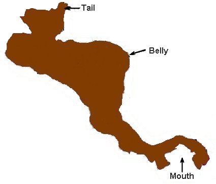 Modified map of Central America